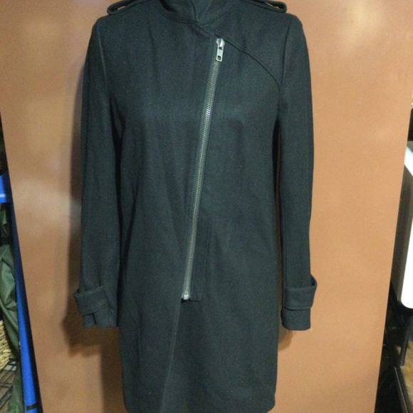 ASOS black wool/leather 2 in 1 coat size small - Picture 16 of 16